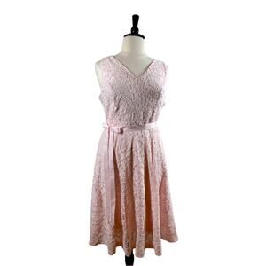 Lane Bryant NEW Fit Flare Pink Lace Midi Dress V-neck A-line Women’s Plus 18